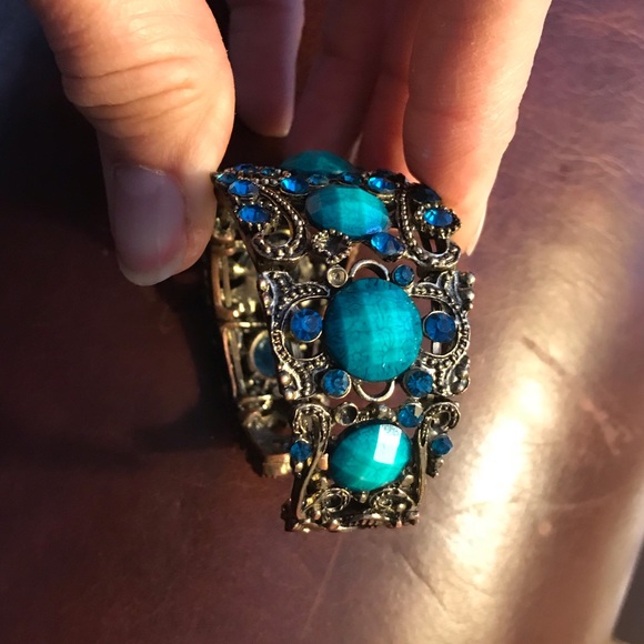 🦋 Turquoise & Blue in a spectacular gold bracelet - Picture 7 of 7